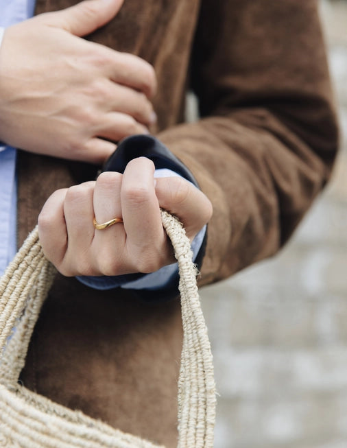 Gold Organic Flow Band Ring | Unisex | Gift Boxed | by Nordic Muse