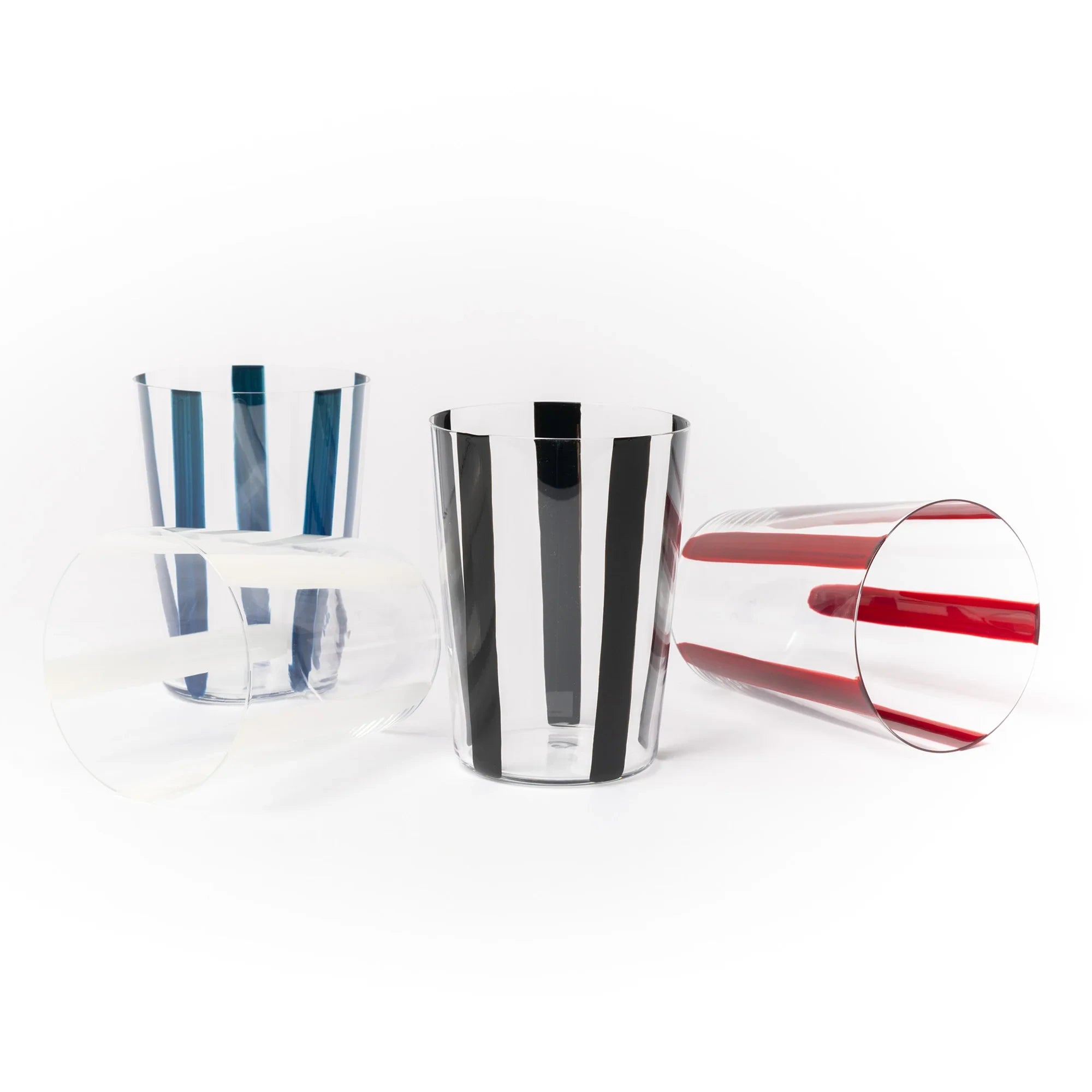 Nova Stripe Tall Glass Tumbler Family of COlours Set of 4 by The Conran Shop