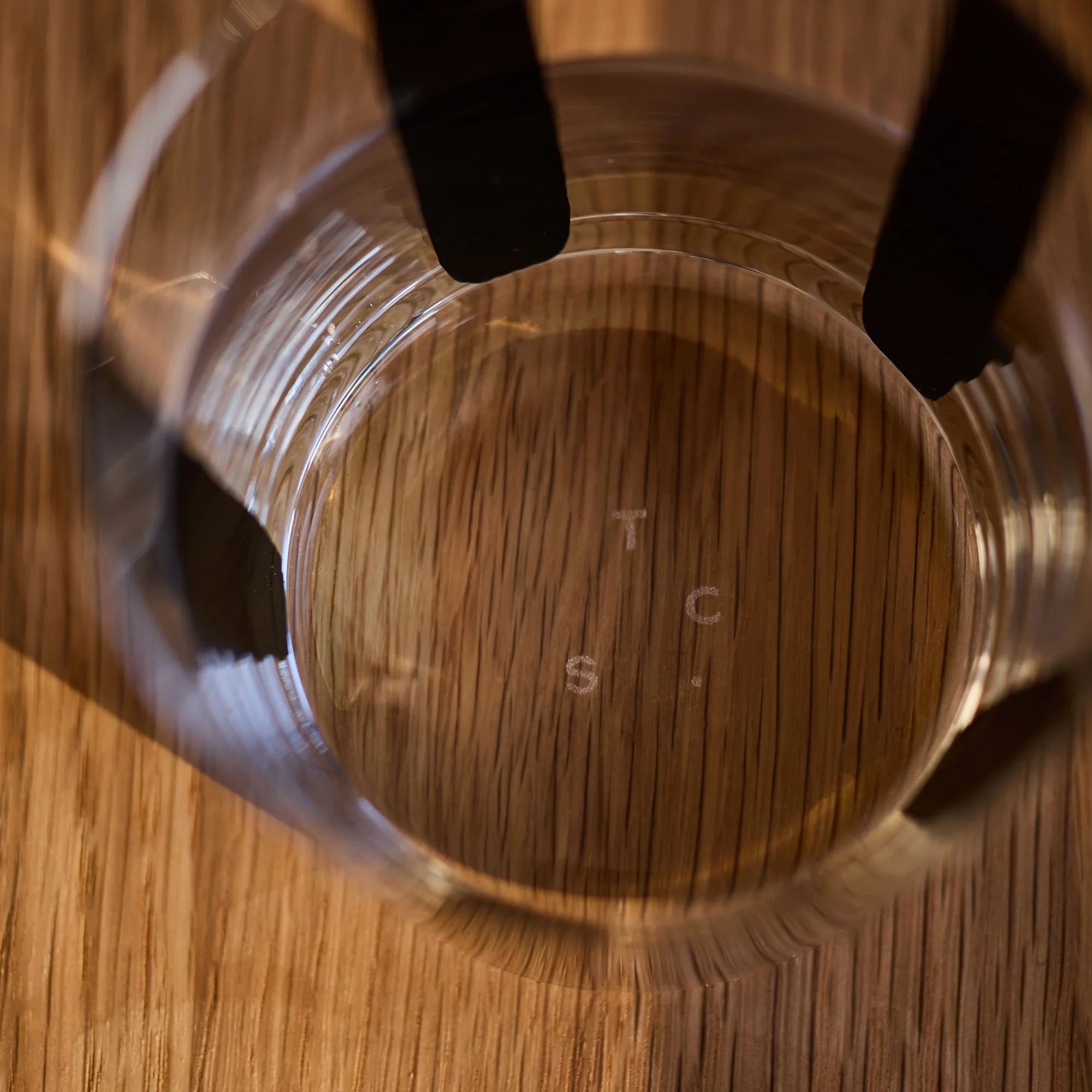 Nova Stripe Low Glass Tumbler Set of 4 in black by The Conran Shop