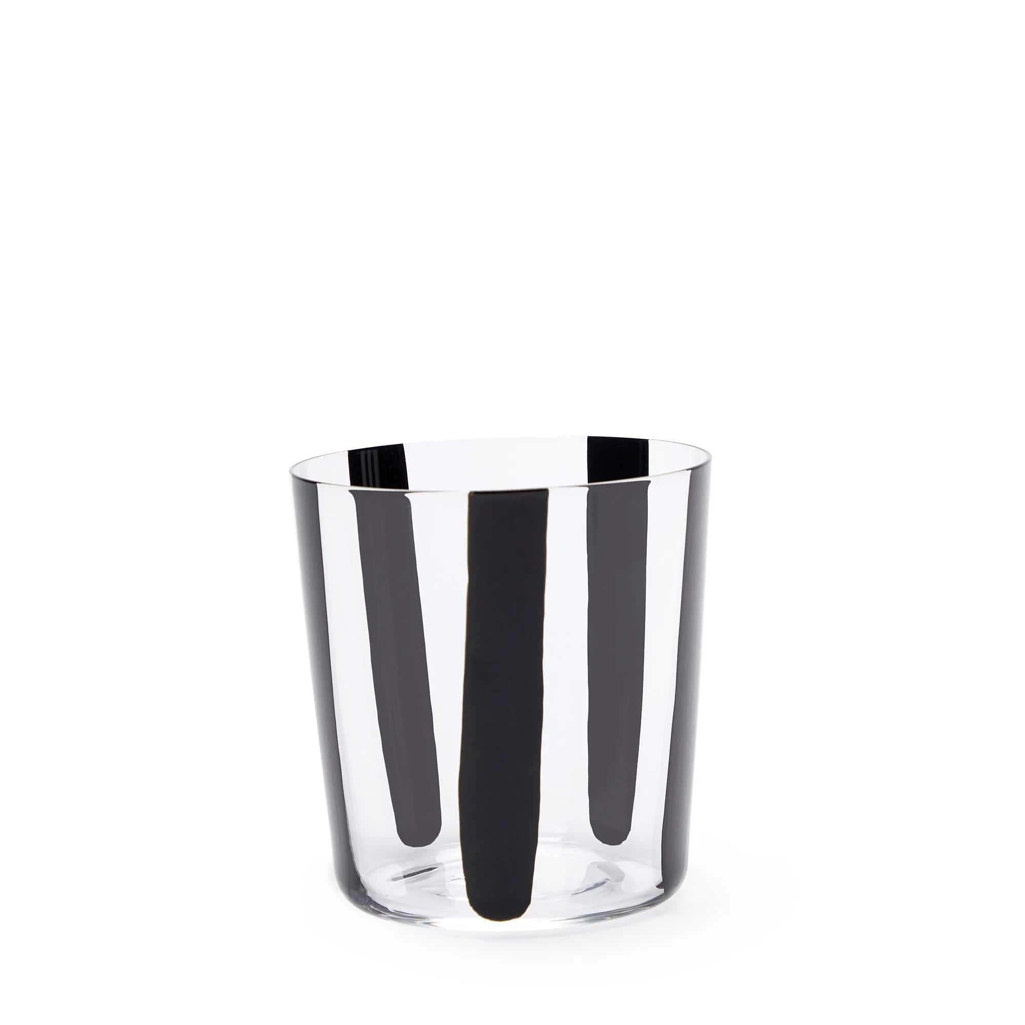 Nova Stripe Low Glass Tumbler Set of 4 in black by The Conran Shop