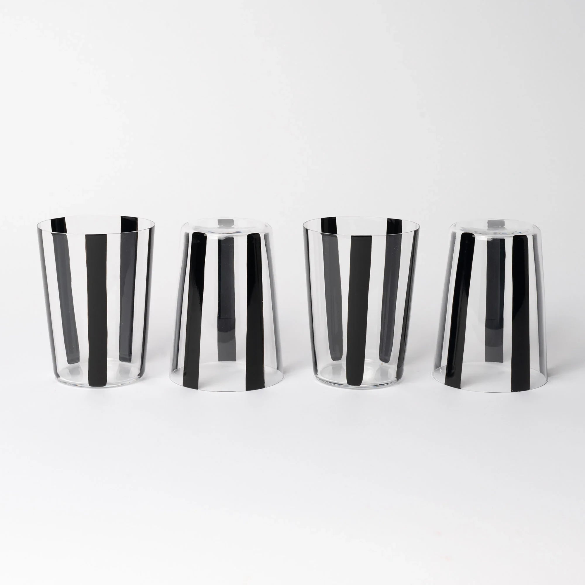 Nova Stripe Tall Glass Tumbler Set of 4 in Black by The Conran Shop at Lifestory