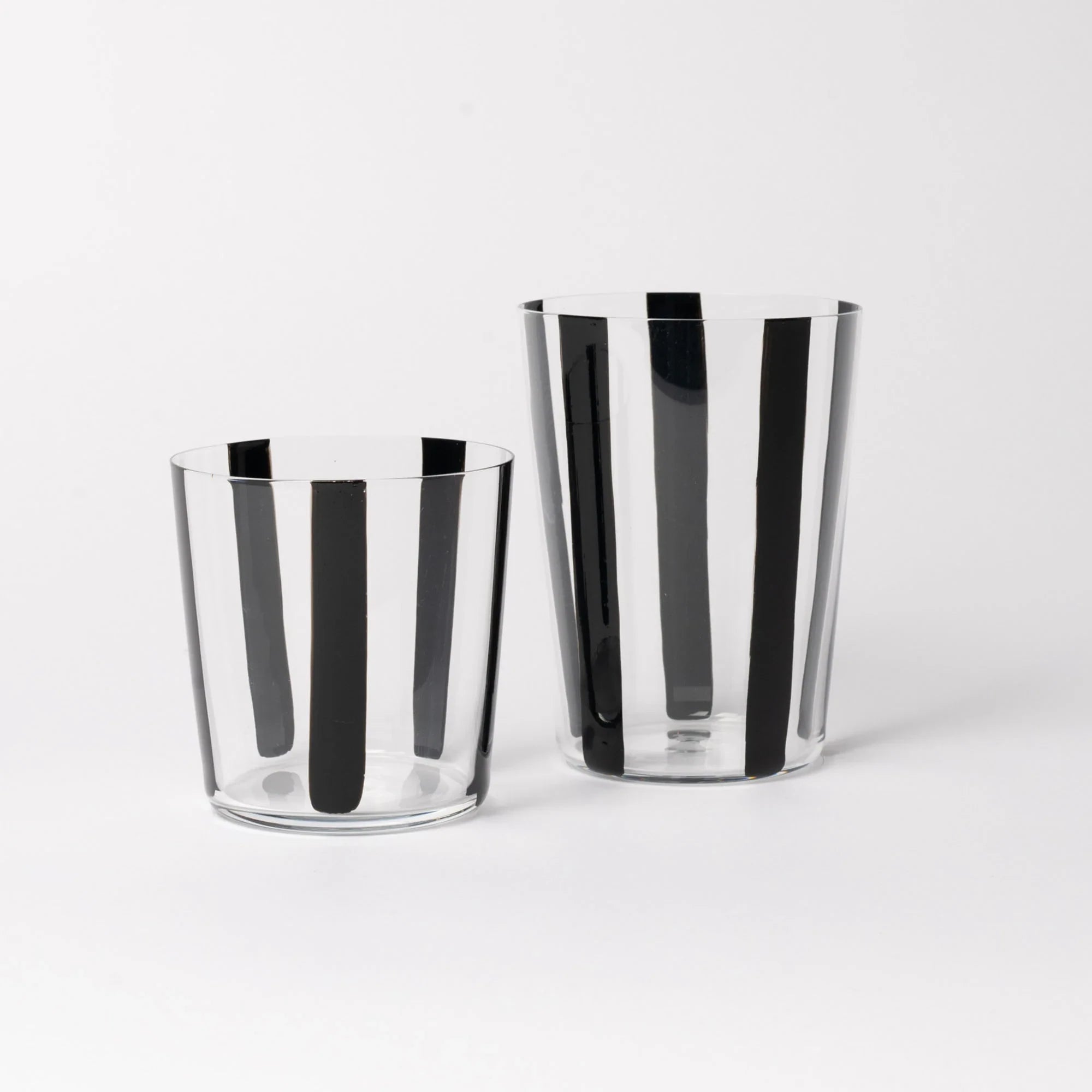 Nova Stripe Tall and medium Glass Tumblers in black by The Conran Shop at Lifestory