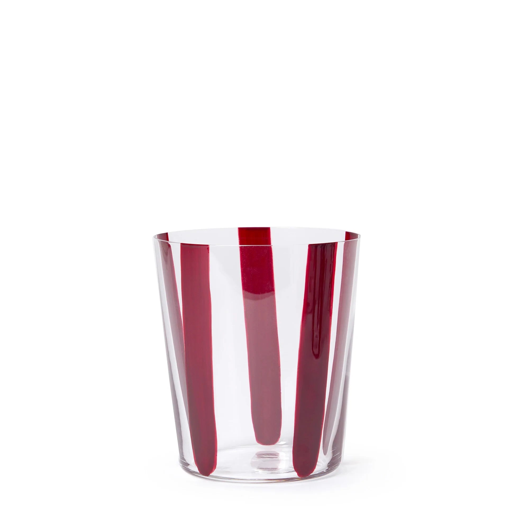 Nova Stripe Low Glass Tumbler Set of 4 in burgundy by The Conran Shop