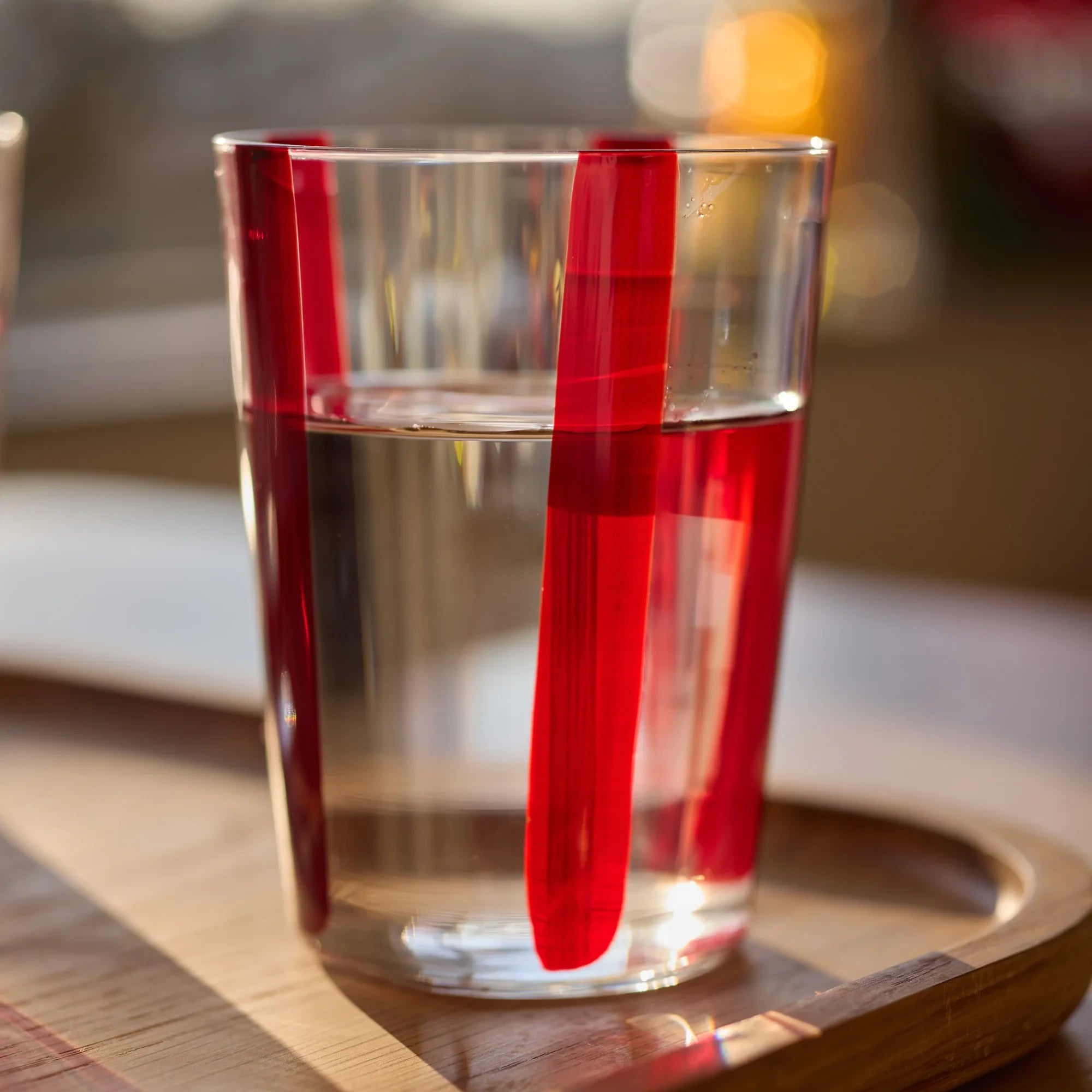 Nova Stripe Tall Glass Tumbler in Burgundy by The Conran Shop at Lifestory