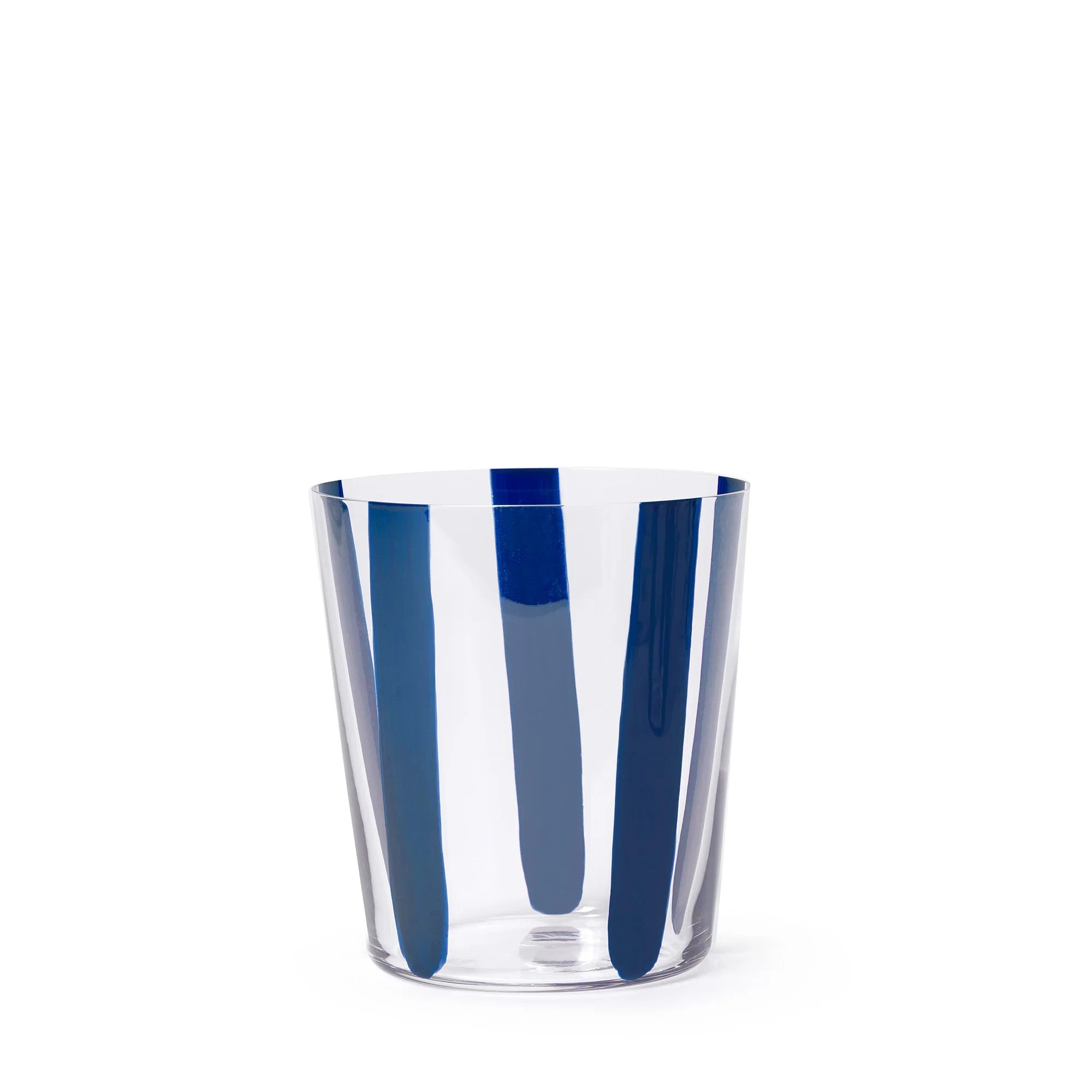 Nova Stripe Low Glass Tumbler Set of 4 in navy by The Conran Shop