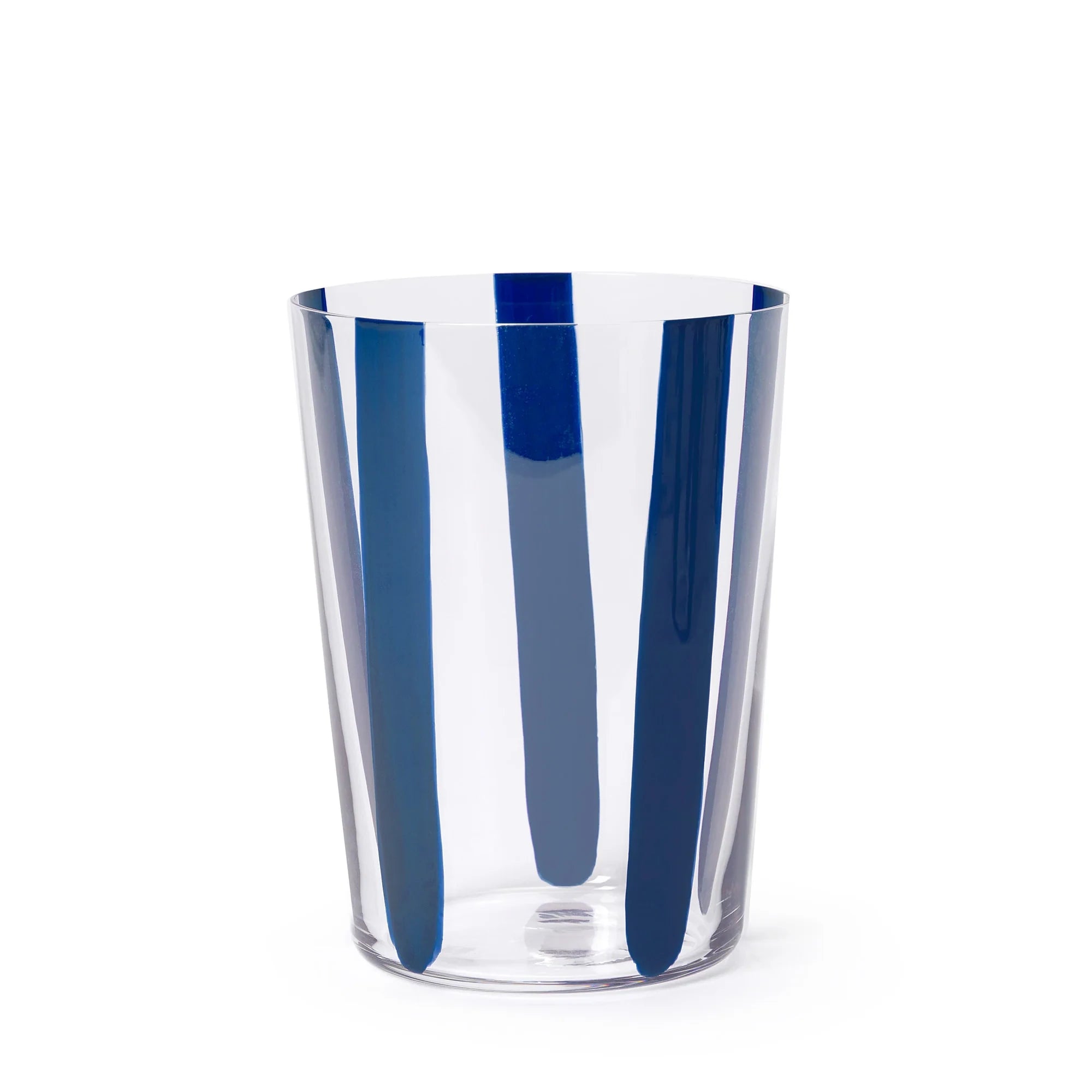 Nova Stripe Tall Glass Tumbler Set of 4 in navy by The Conran Shop at Lifestory