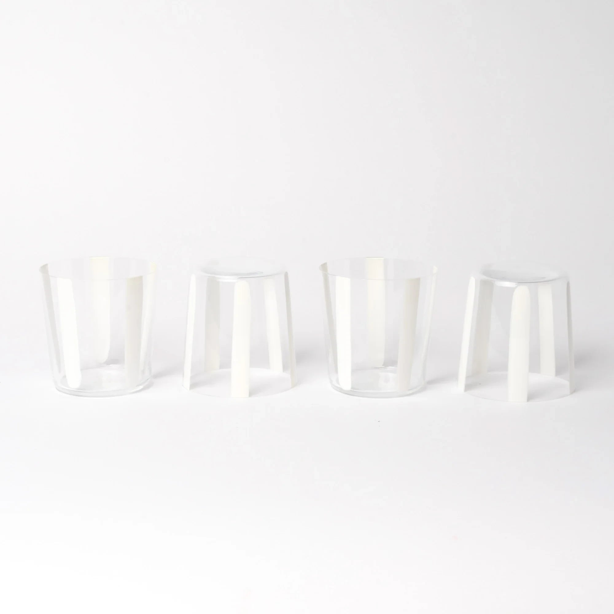 Nova Stripe Low Glass Tumbler Set of 4 in white by The Conran Shop