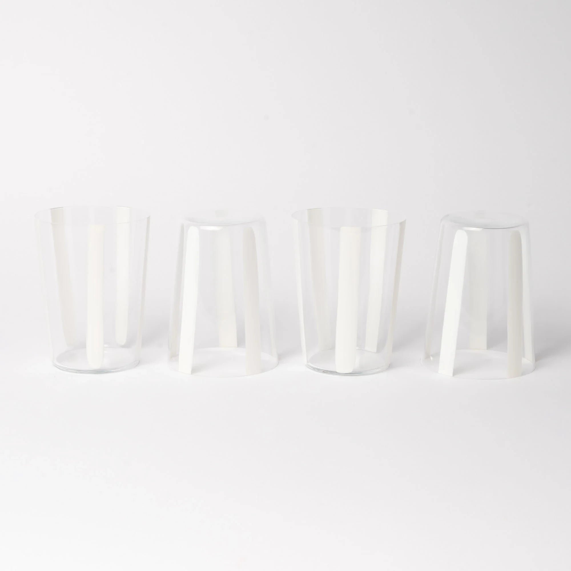 Nova Stripe Tall Glass Tumbler Set of 4 in White by The Conran Shop at Lifestory