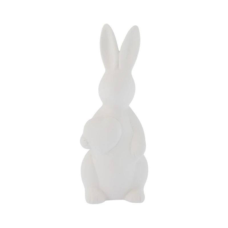 Olivia Ceramic Rabbit Ornament with Heart in Matte White by Storefactory