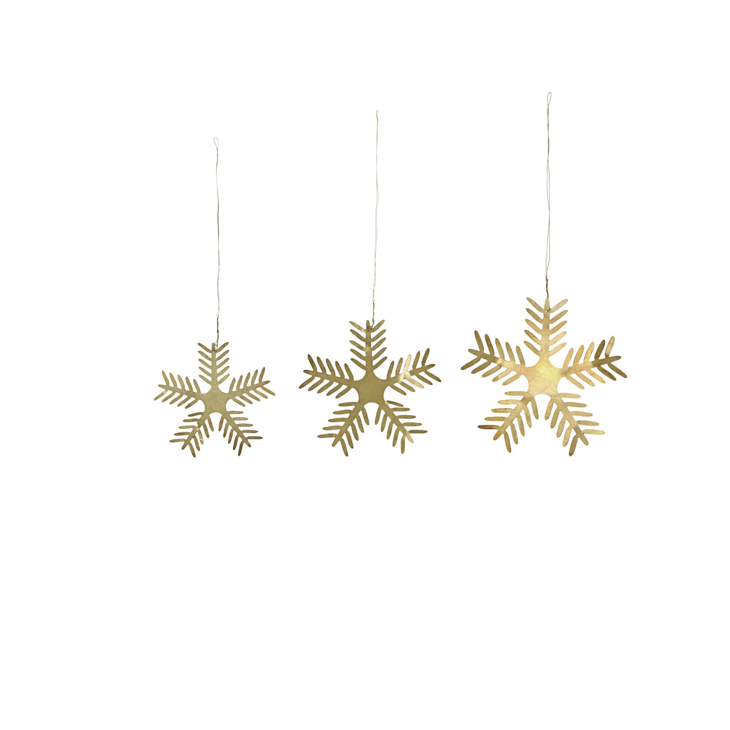 Set of three hanging Lamet antique brass stars Christmas ornaments by House Doctor | Lifestory