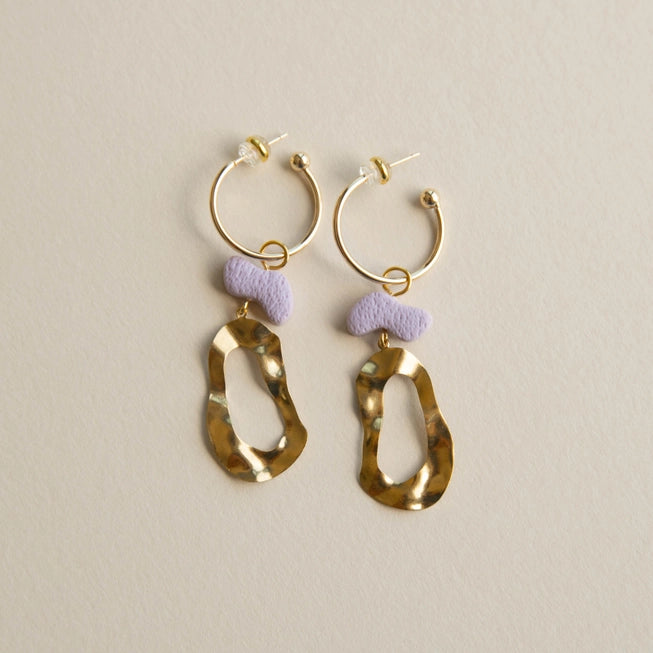 Pepper You Brass & Clay 'Grooves' Statement Hoop Earrings