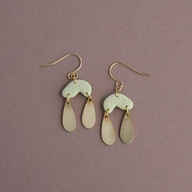 Pepper You Brass & Clay Rain Drop Earrings