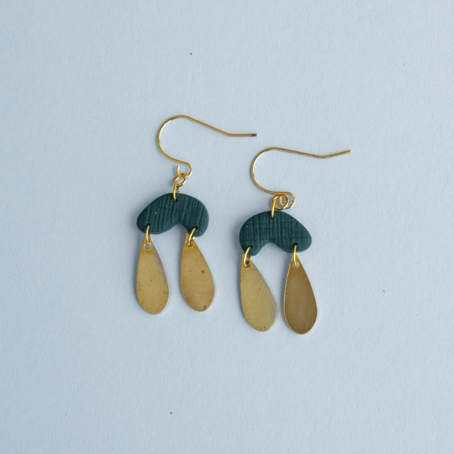 Pepper You Brass & Clay Rain Drop Earrings