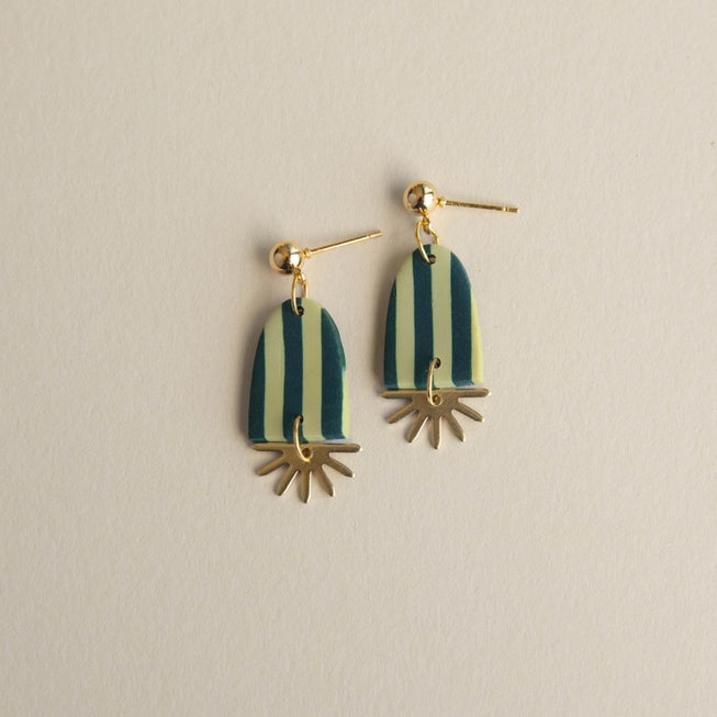 Pepper You Brass & Clay Sunny Stripe Drop Earrings