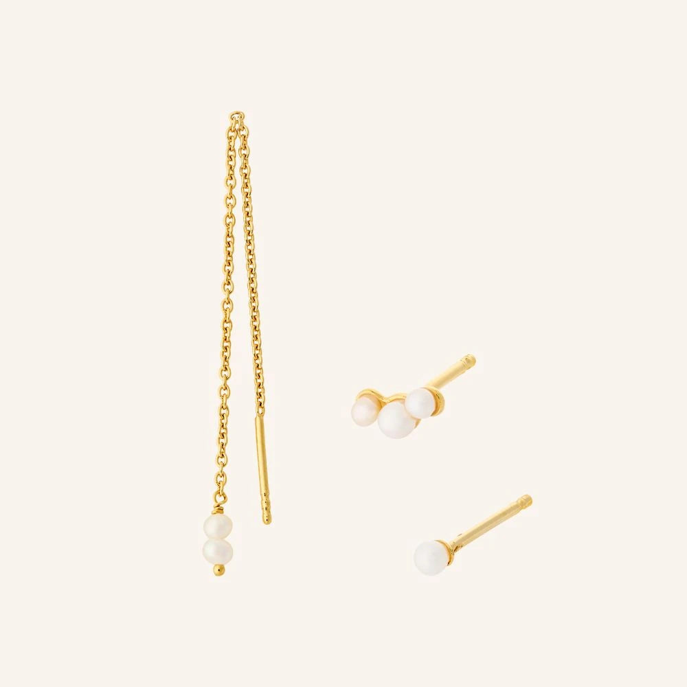 Ocean Pearl Earring Set in Silver and Gold Plated Silver by Pernille Corydon