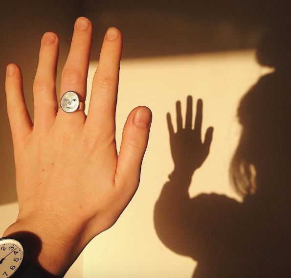 Polly Collins Moon Face Ring in Recycled Sterling Silver