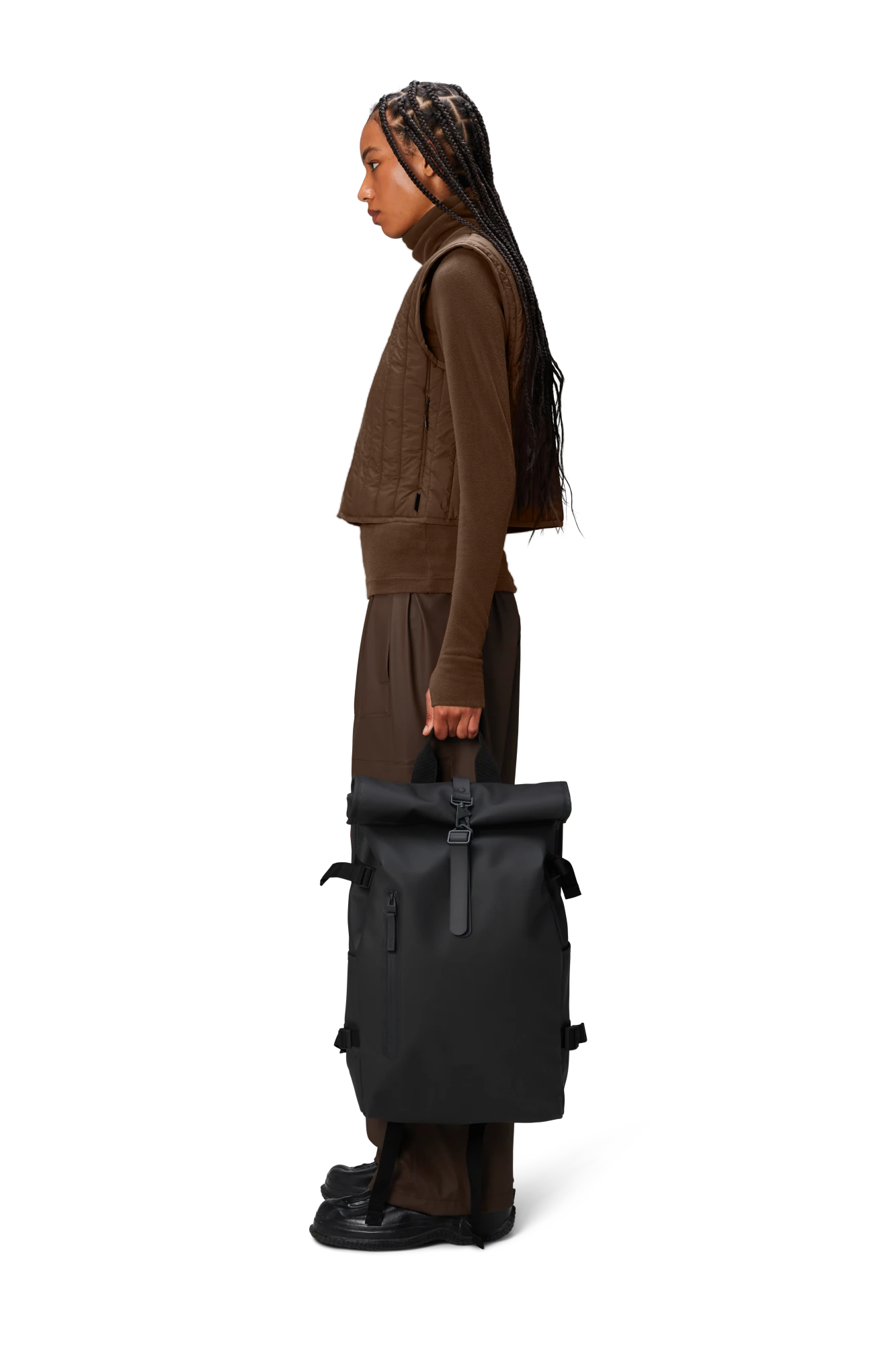 Rains Rolltop Rucksack Large in Black | Lifestory