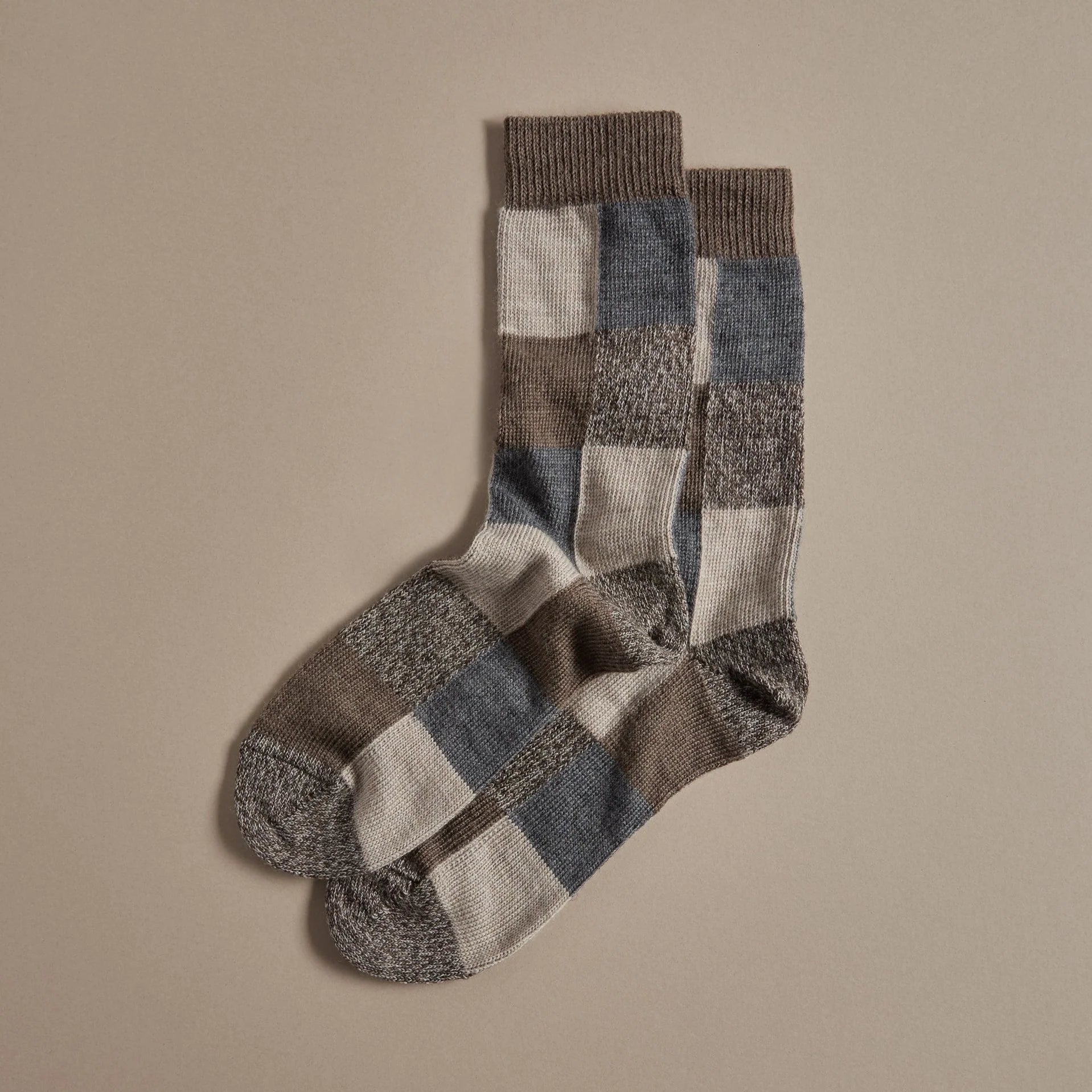 ROVE Knitwear Mens Patchwork Fine Merino Wool Socks - UK Made