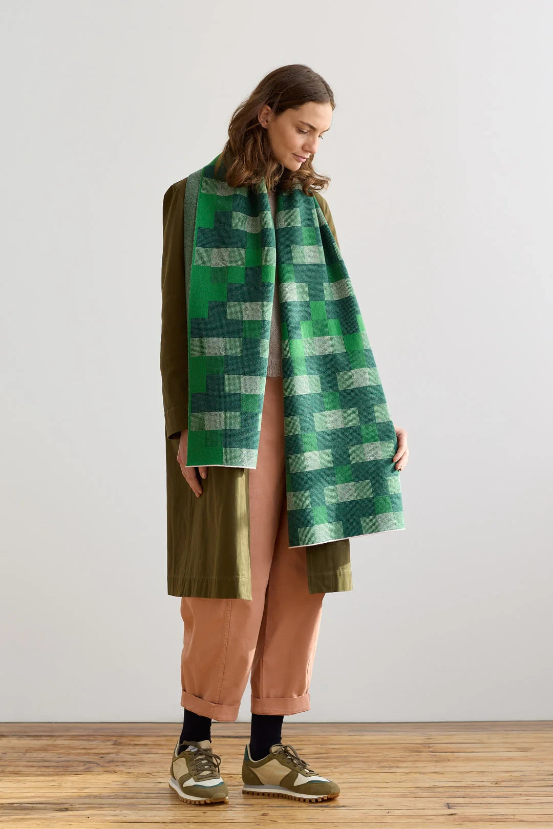 Scarf 'Faro' in Oxide Green + Ink by Hilary Grant | Lifestory