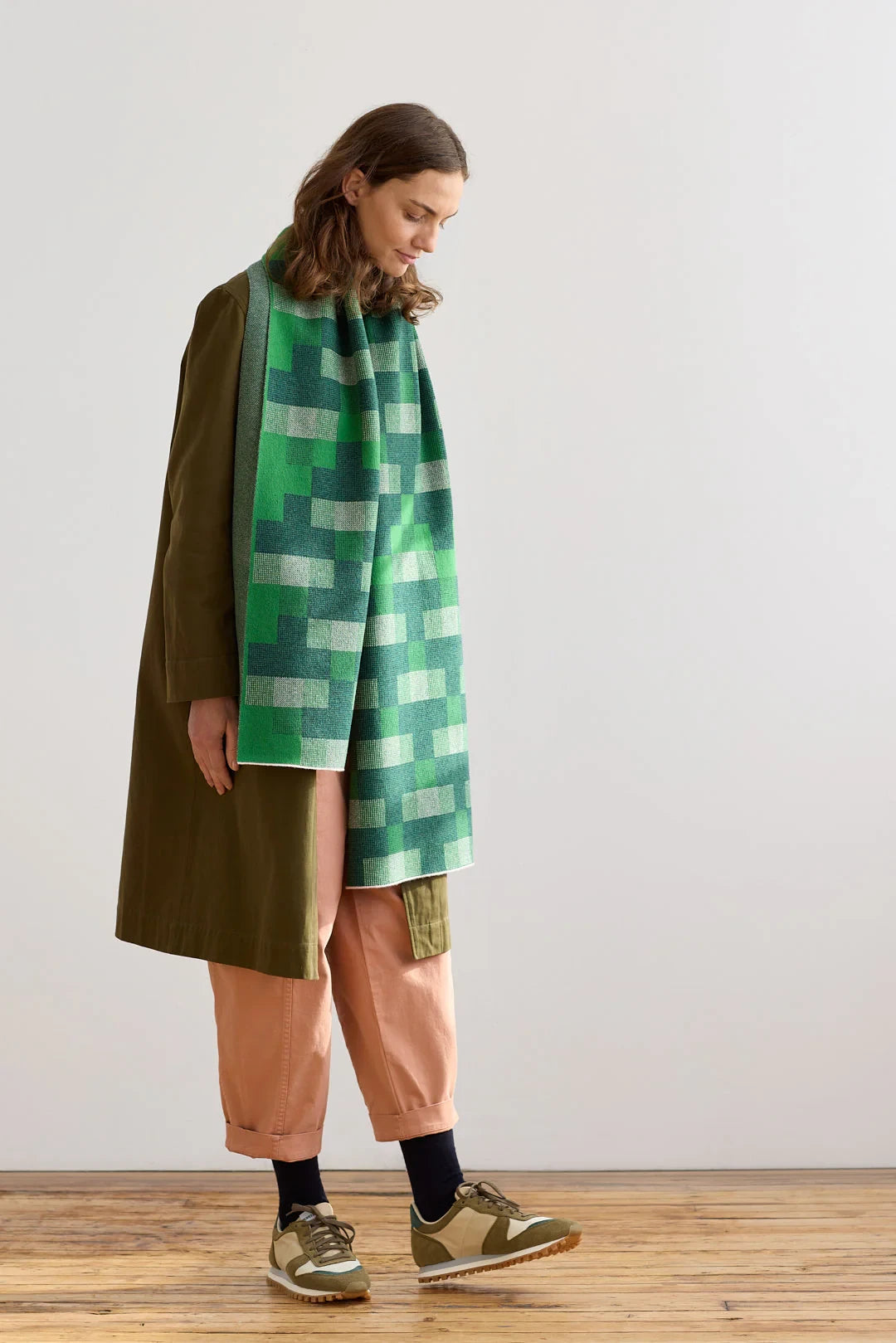 Scarf 'Faro' in Oxide Green + Ink by Hilary Grant | Lifestory