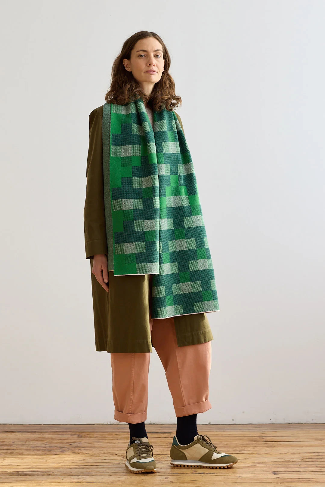 Scarf 'Faro' in Oxide Green + Ink by Hilary Grant | Lifestory