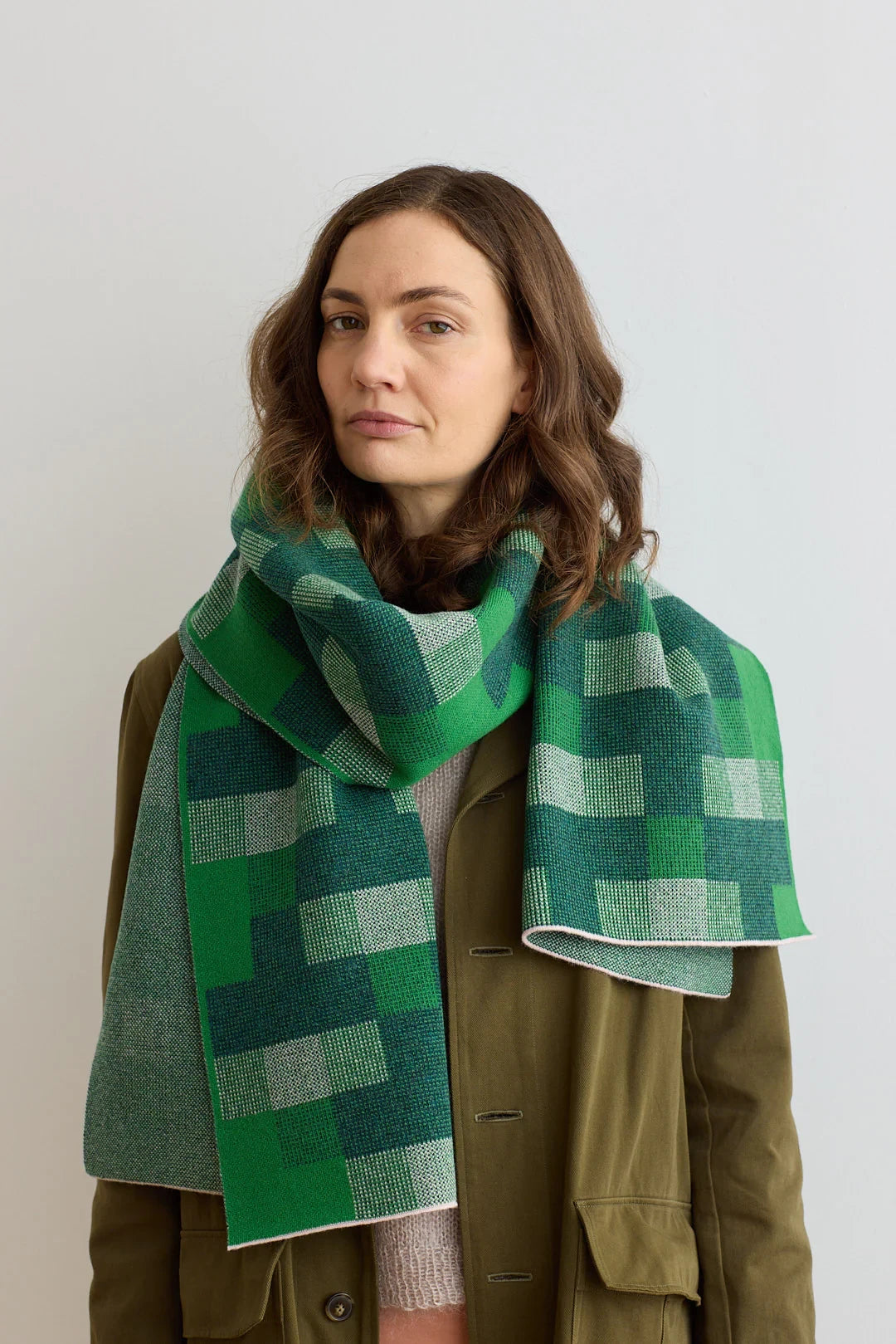 Scarf 'Faro' in Oxide Green + Ink by Hilary Grant | Lifestory