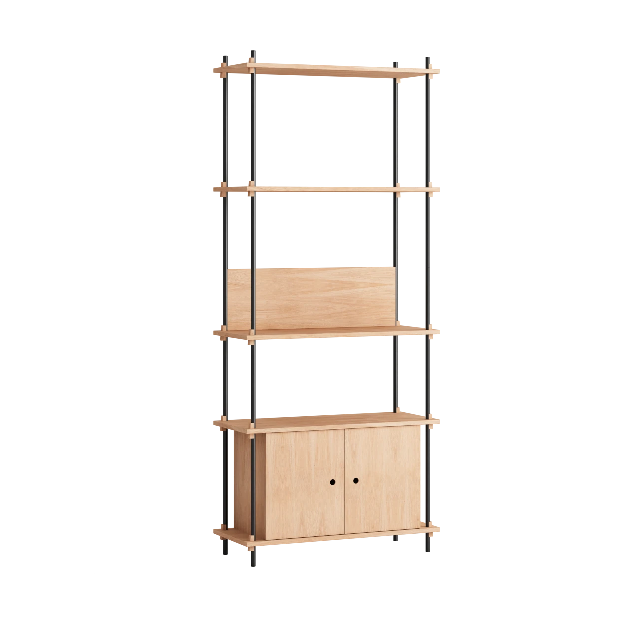 Shelving set S.200.1.B in Oak and Black by Moebe - Lifestory