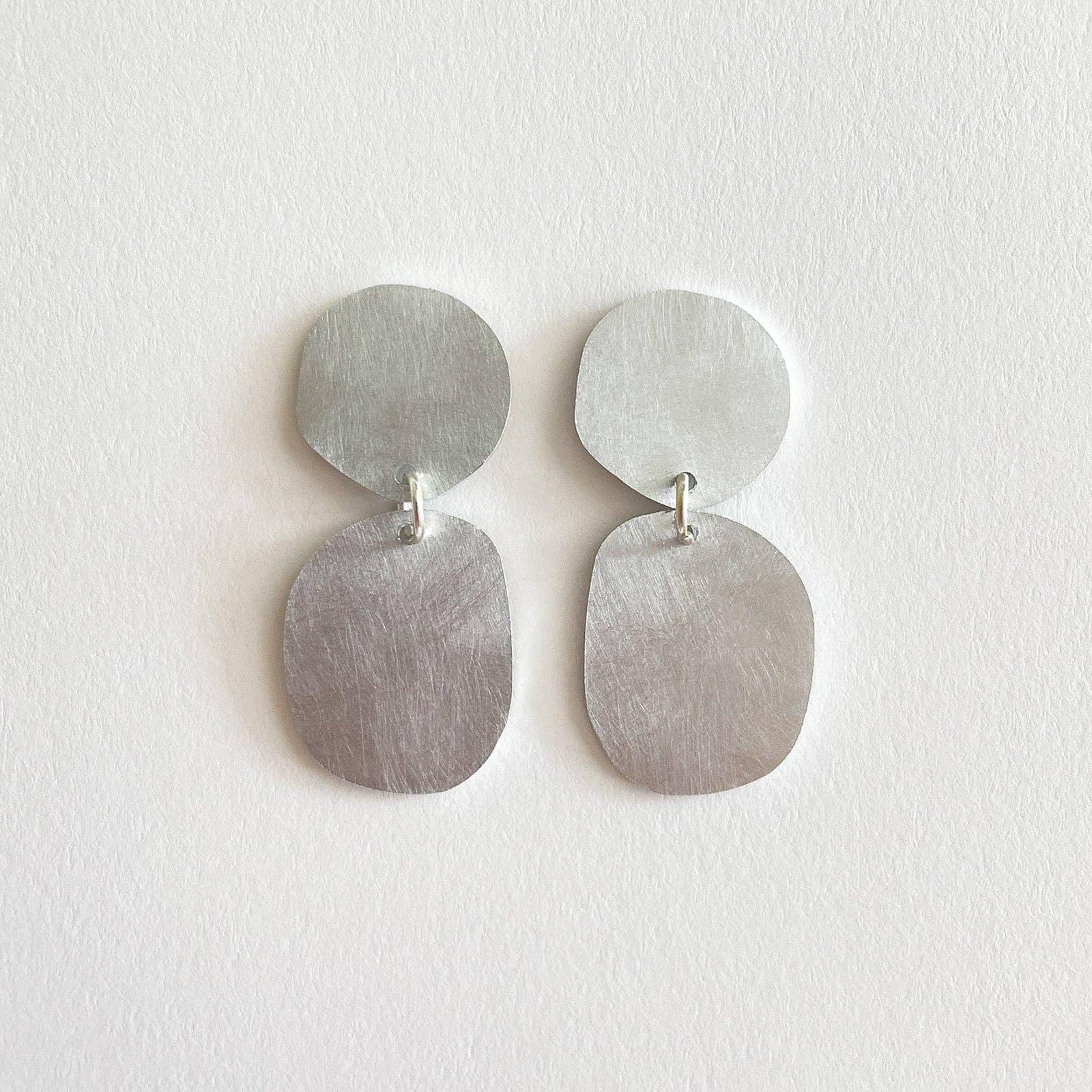 Silver and Aluminium Cobble Earrings by Tom Pigeon | Lifestory