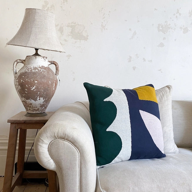 Orbi Cushion - Navy | Cotton & Biodegradable Inner | by Sophie Home