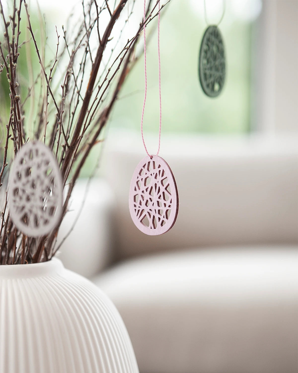 Storefactory 'Steninge' Hanging Wooden Egg Decoration in Various Colours