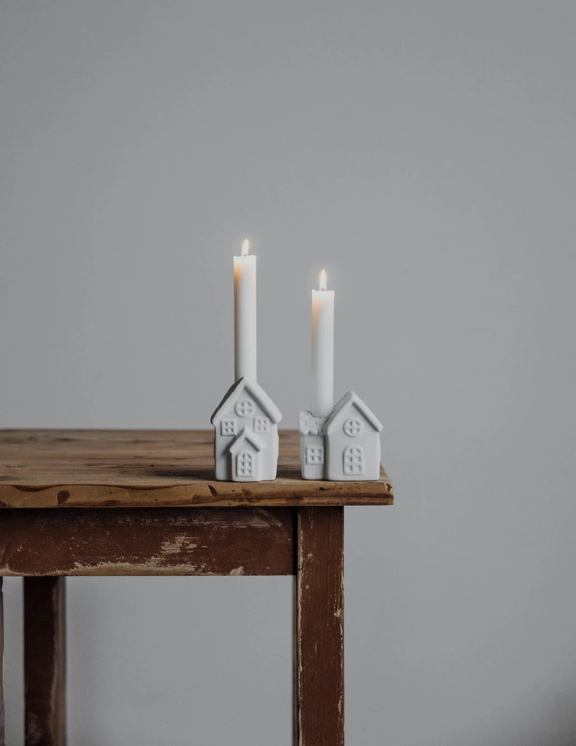 Ljusstaden White Ceramic Candle Holders by Storefactory on a table top | Lifestory