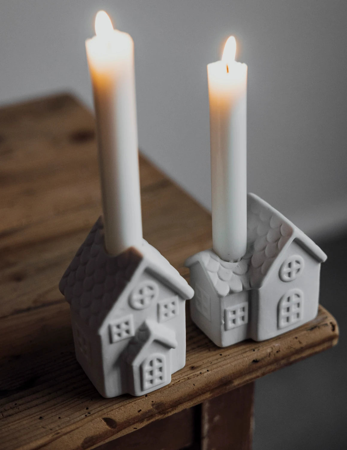 Ljusstaden White Ceramic Candle Holders by Storefactory on a table top | Lifestory