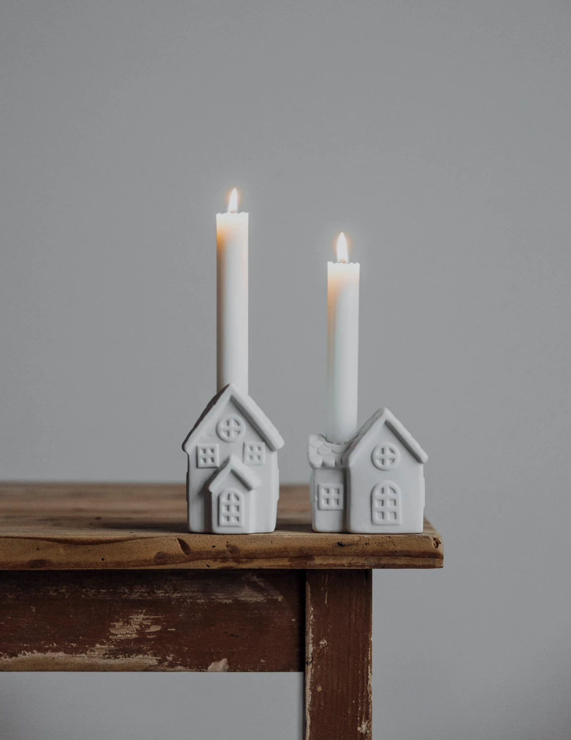 Ljusstaden White Ceramic Candle Holders by Storefactory on a table top | Lifestory