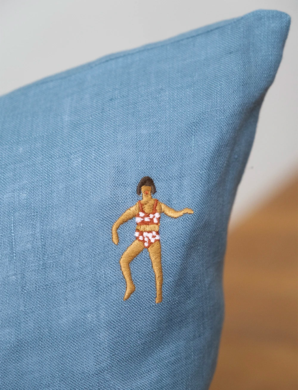 Blue Swimmers Embroidered Cushion | With Inner | by Fine Little Day