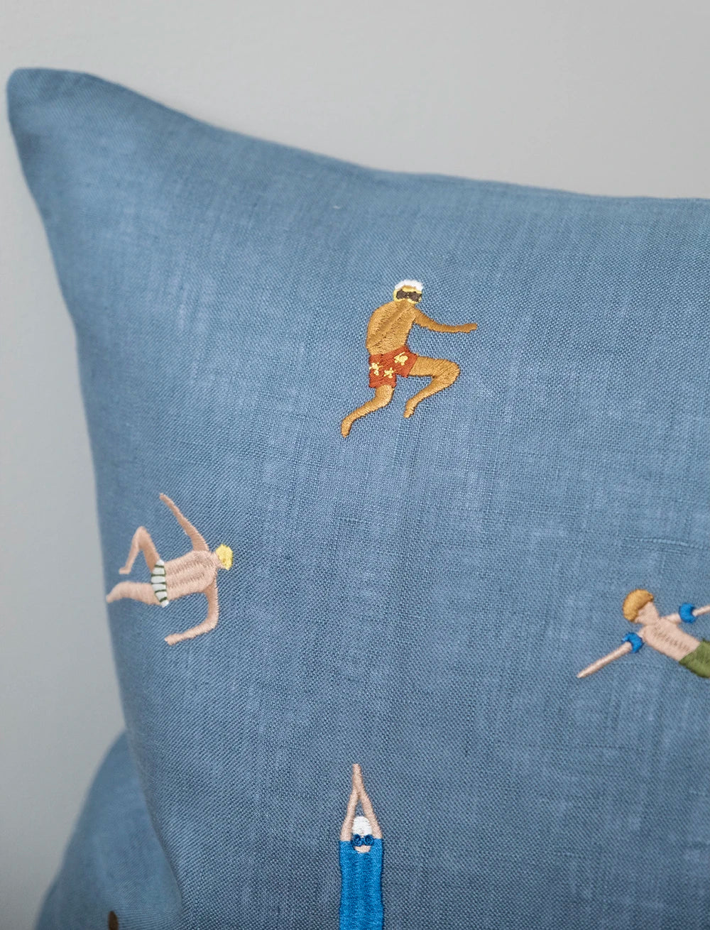 Blue Swimmers Embroidered Cushion | With Inner | by Fine Little Day