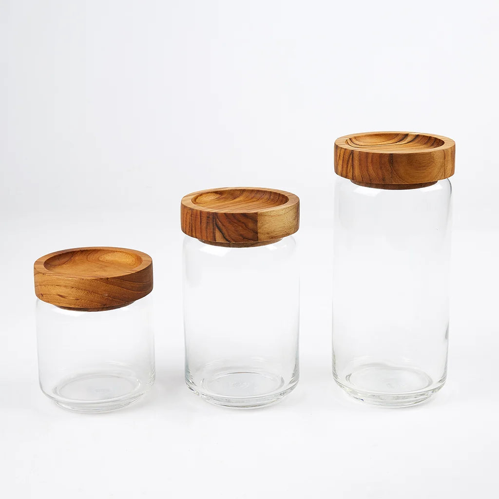 Teak Stacking Storage Jars (Various Sizes) by The Conran Shop