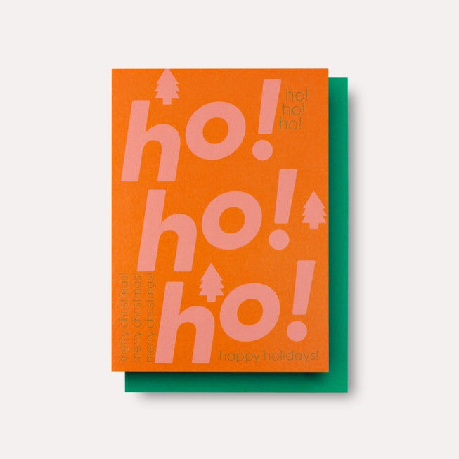 Ho Ho Ho Christmas Card by The Completist front view
