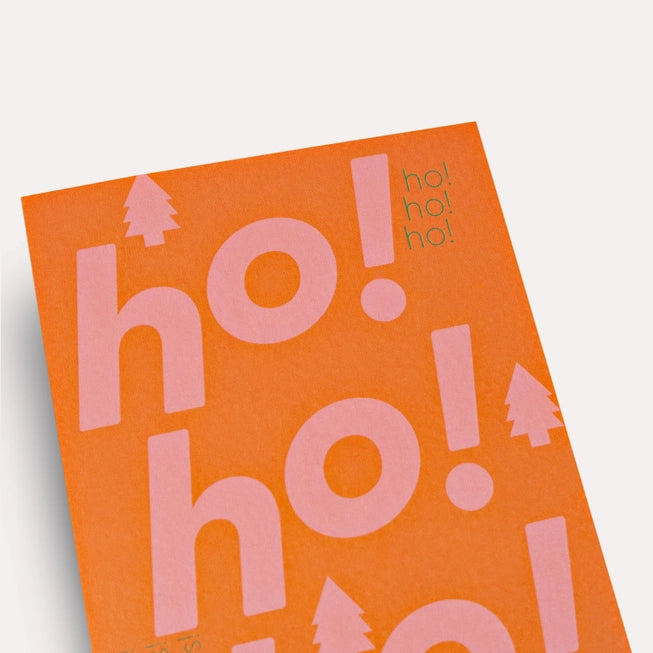 Ho Ho Ho Christmas Card by The Completist front close up view