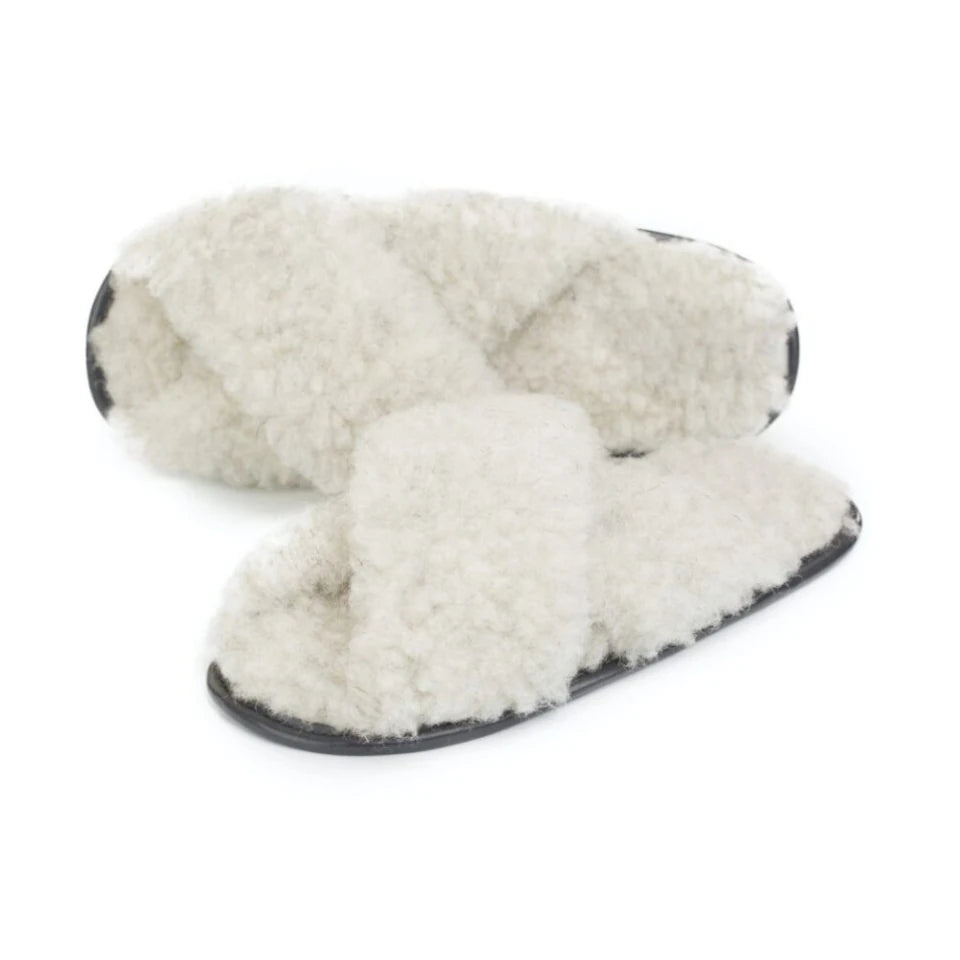 Yoko Wool Tween Slippers in Grey Wool