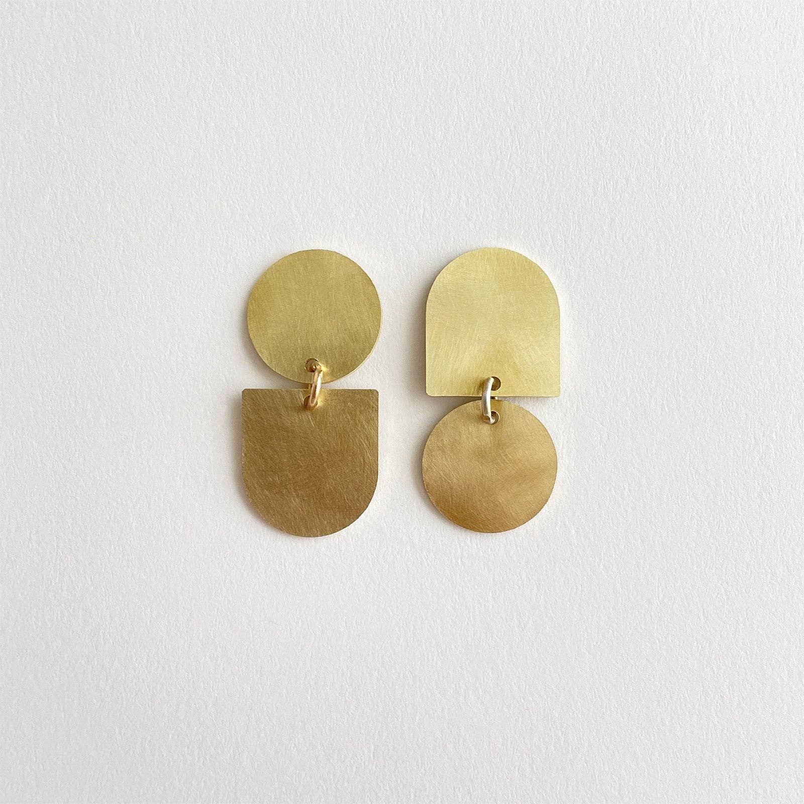 Twins Earrings Brass by Tom Pigeon | Lifestory