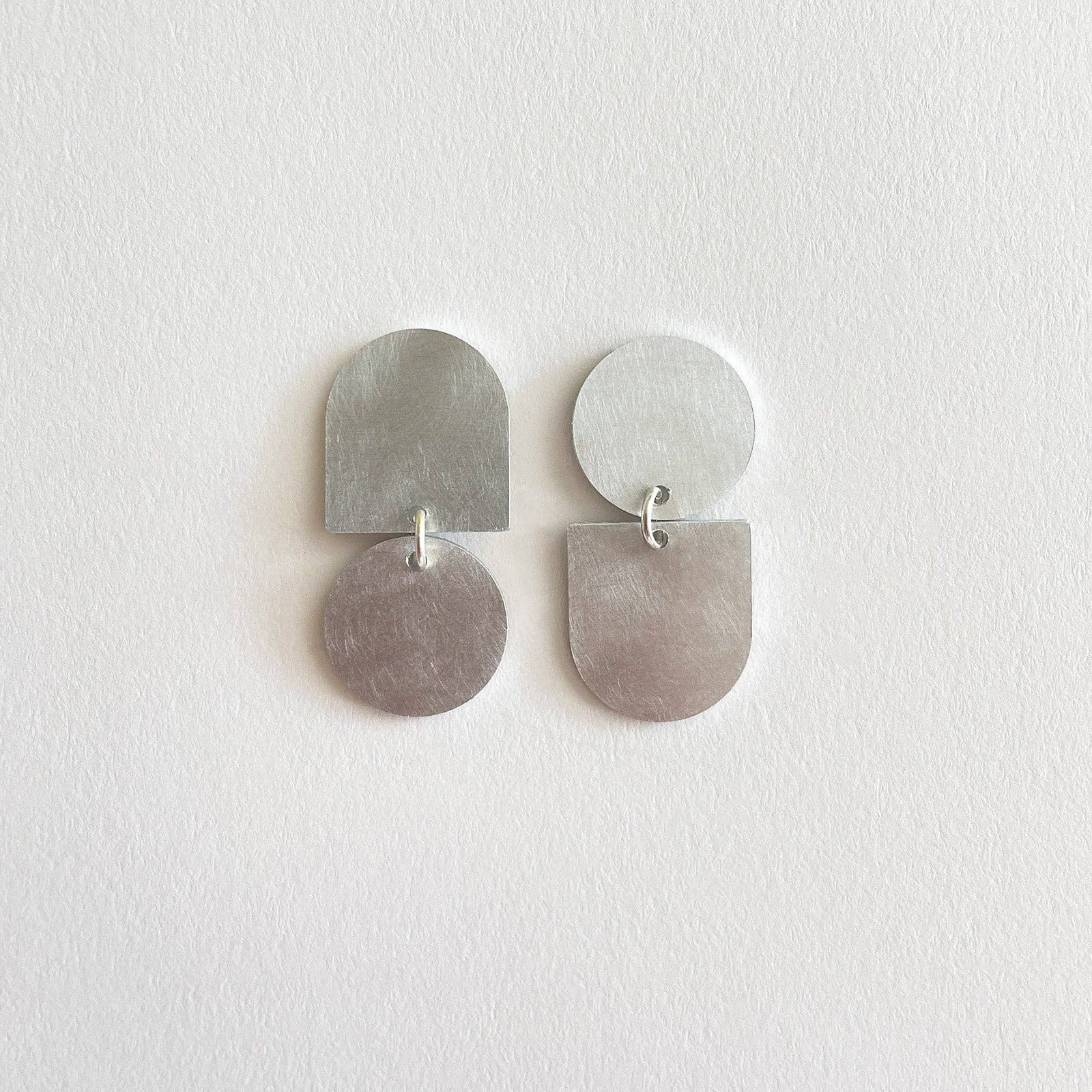 Twins Earrings Silver and Aluminium by Tom Pigeon | Lifestory