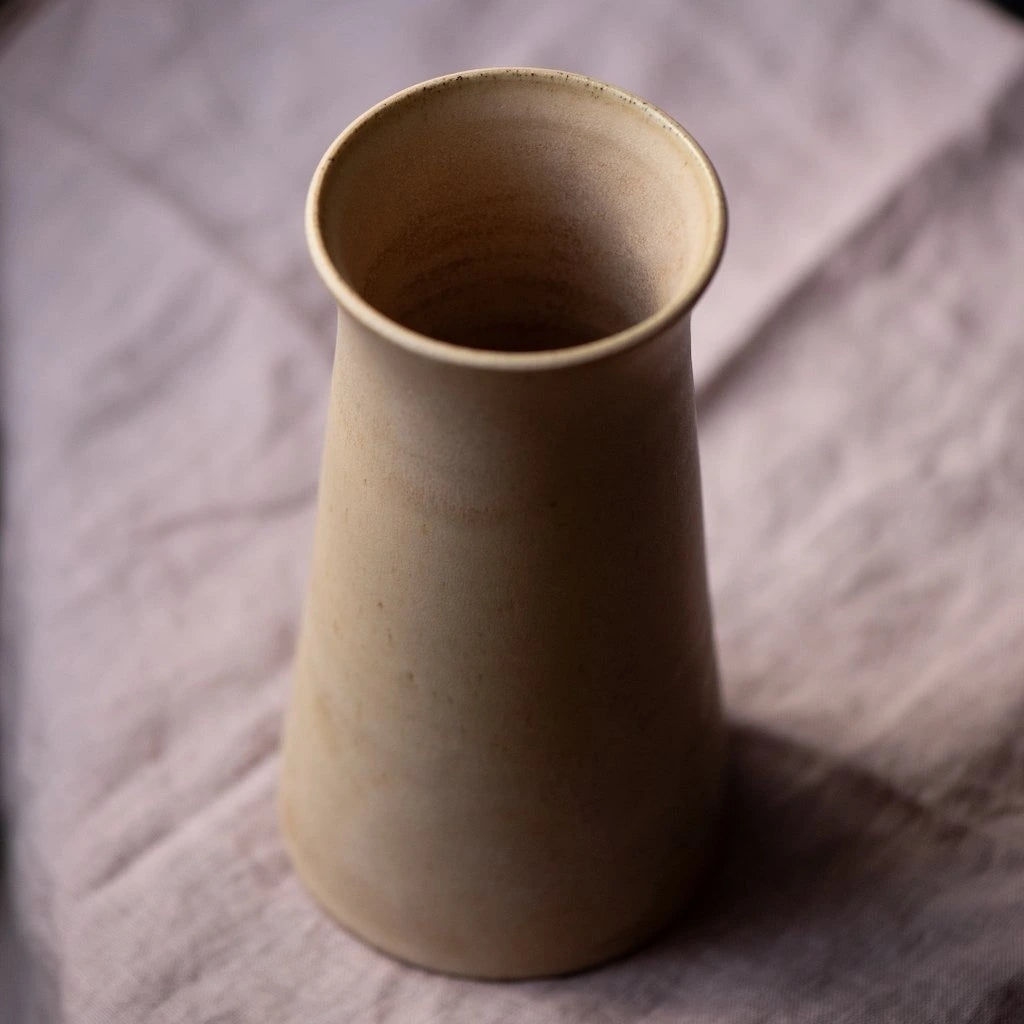 Ceramic Cylinder Vase in Plaster Colourway by Angus Henderson viewed from above