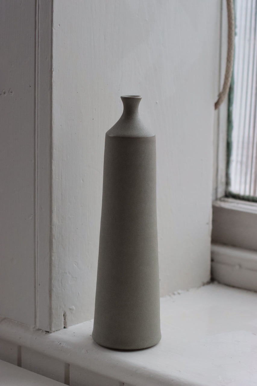 Large Ceramic Bottle No. 2 | Tapered Neck | Feather Grey | by Borja Moronta