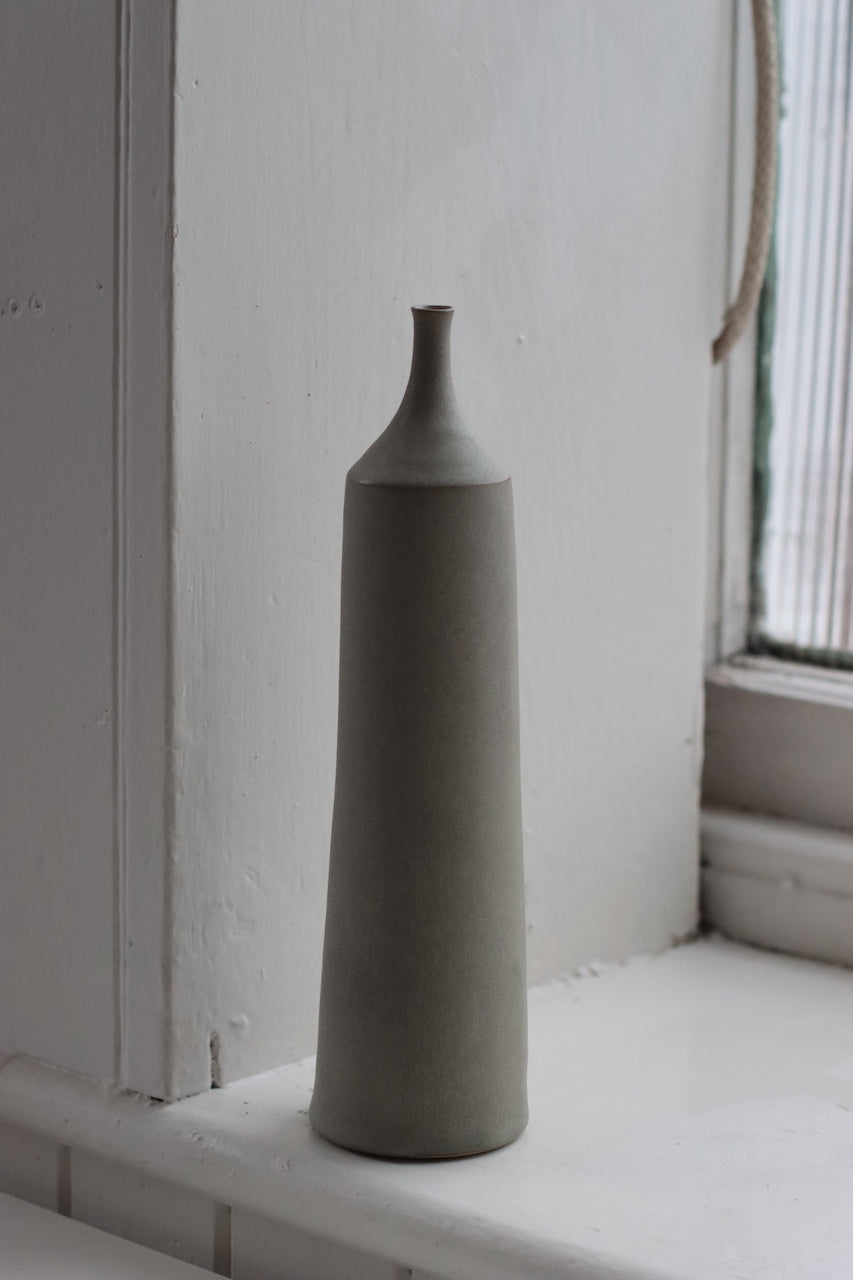 Large Ceramic Bottle No. 3 | Tapered Neck | Feather Grey | by Borja Moronta