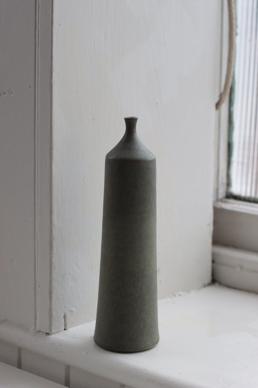 Large Ceramic Bottle No. 4 | Tapered Neck | Moss Green | by Borja Moronta