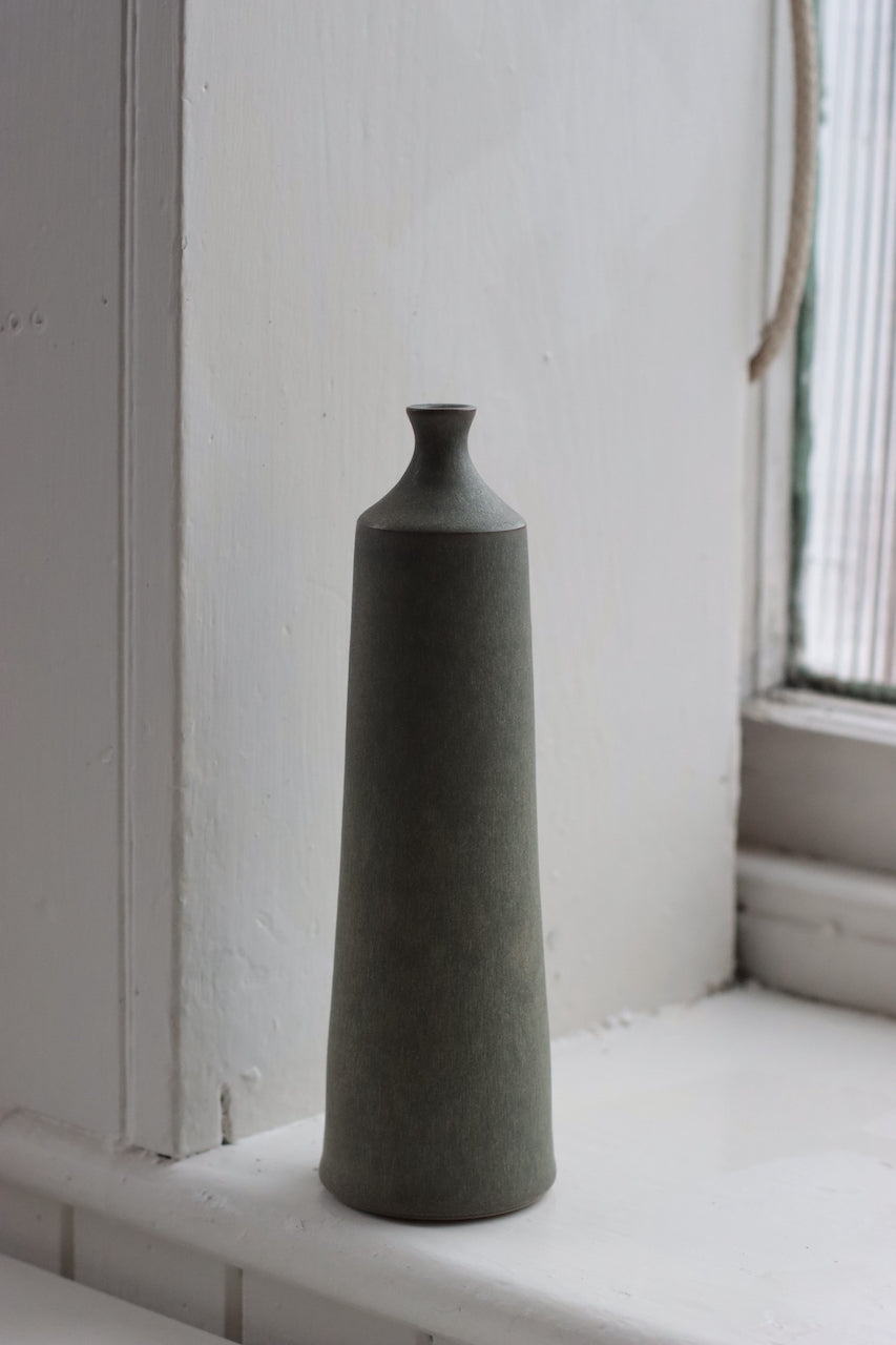 Large Ceramic Bottle No. 5 | Tapered Neck | Moss Green | by Borja Moronta