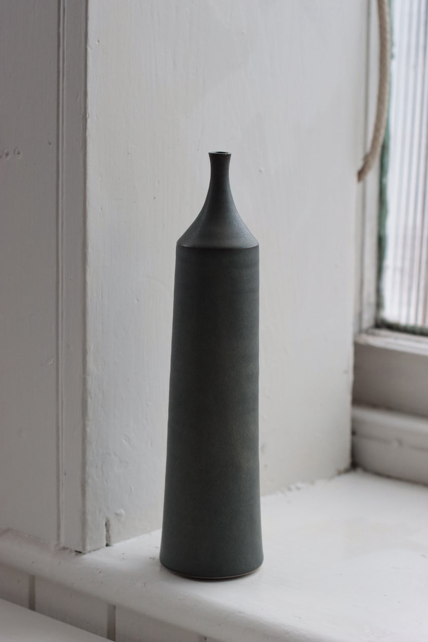 Large Ceramic Bottle No. 6 | Tapered Neck | Nightshade Blue | by Borja Moronta