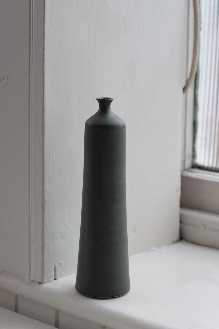 Large Ceramic Bottle No. 7 | Tapered Neck | Nightshade Blue | by Borja Moronta