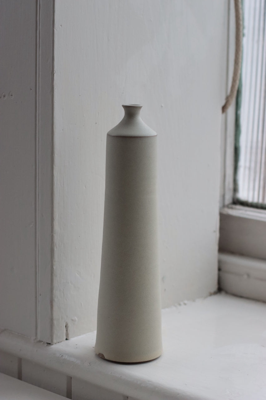 Large Ceramic Bottle No. 8 | Tapered Neck | Cloud White | by Borja Moronta