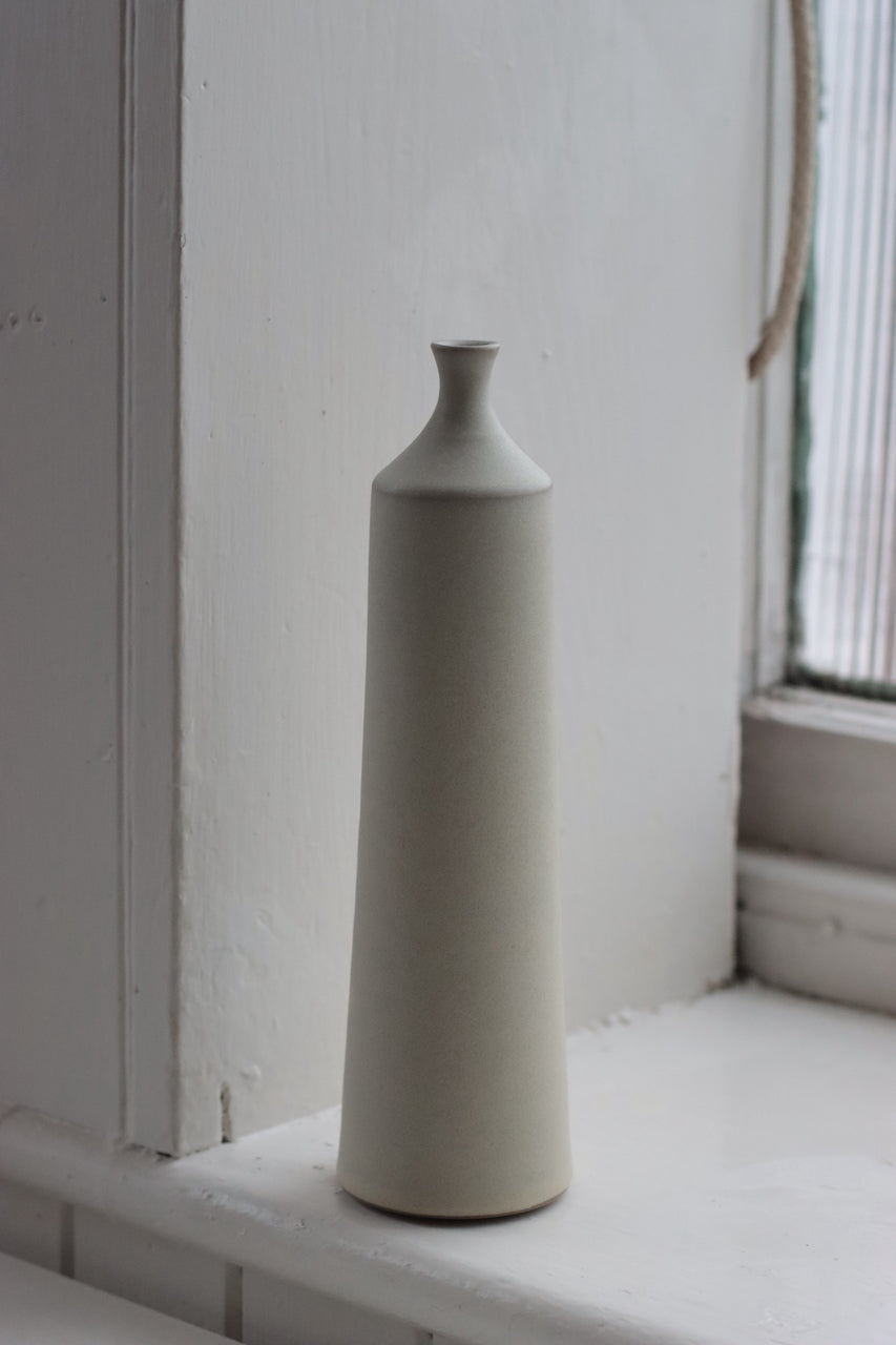 Large Ceramic Bottle No. 9 | Tapered Neck | Cloud White | by Borja Moronta